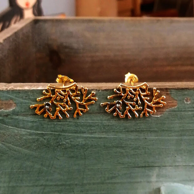 Handmade earrings made of gold plated silver
