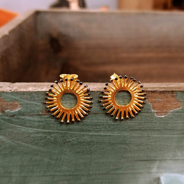 Handmade earrings made of gold plated silver